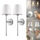 PRIDOLA Set of 2 Wireless Wall StickOn or Screw Mount for Easy Installation Rechargeable LED Bulbs Remote Controlled Adjustable Brightness The Original Wireless Wall Lamps Silver