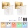 Shenmoyl Set of 2 Crystal Battery Operated Wall SconceRechargeable Wall Lamp with 5200mAh Battery Remote Control Modern Dimmable Wireless Wall Lights for Bedroom Bathroom Clear Gold Base