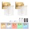 Shenmoyl Set of 2 Crystal Battery Operated Wall SconceRechargeable Wall Lamp with 5200mAh Battery Remote Control Modern Dimmable Wireless Wall Lights for Bedroom Bathroom Clear Gold Base