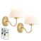 Adust Battery Operated Wall Sconce Set of Two Antique Brass Wall Lights Remote Control Dimmable Rechargeable LED Light Bulb 3 Color Temps LED