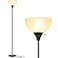 Coucrek Floor Lamp LED Standing Lamps with White Plastic Shade Black Modern Torchiere Floor Lamp Tall Lamps for Living Room Dorm Bulb not Included