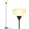 Coucrek Floor Lamp LED Standing Lamps with White Plastic Shade Black Modern Torchiere Floor Lamp Tall Lamps for Living Room Dorm Bulb not Included