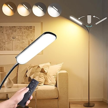 marctronic Floor Lamp 18W 1800LM Super Bright LED Floor Lamp with Remote Works with Smart Plug Dimmable Timing Eye Caring Reading Lamps Floor Standing for Living Room Bedroom Office
