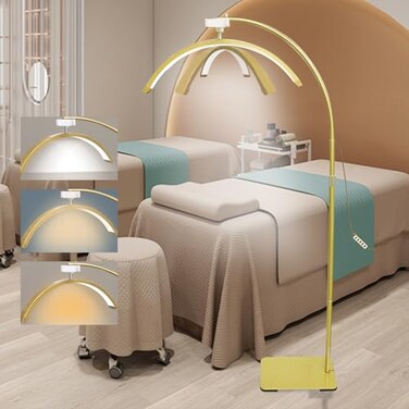 HEWYUR Lash Light for Eyelash Tech Dimmable Half Moon Lash Lamp for Eyelash Extensions Rotating Adjustable LED Esthetician Light with Phone Holder Gold