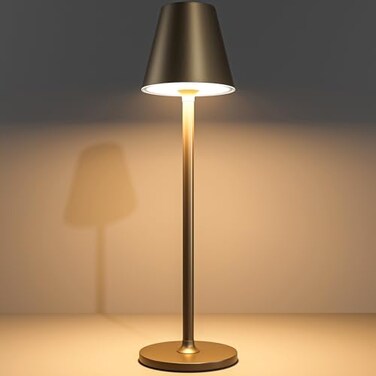 Timjorman Modern LED Cordless Table Lamp 4000mAh Rechargeable Battery 3 Level Brightness Night Light Metal Shell Minimalist Design for Couples DinnerCoffee TableRestaurantBedroom Khaki