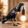 Shandaglo Raven Lamp Gothic Decor Black Crow Table Lamp with LED Bulb Unique Dark Aesthetic Night Light for Bedroom Desk Halloween Home Decoration Gift