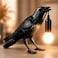Shandaglo Raven Lamp Gothic Decor Black Crow Table Lamp with LED Bulb Unique Dark Aesthetic Night Light for Bedroom Desk Halloween Home Decoration Gift