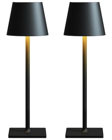 Fizrice Cordless Table Lamp Rechargeable Lamps 6000mAh Battery Operated Table Lamp Outdoor Waterproof Touch Control Portable Wireless Desk Lamp for DinnerBedroomRestaurantBlack 2 Pack