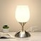 Boncoo Small Touch Lamp for Bedroom Nightstand 3Way Dimmable Bedside Lamps Opal Glass Desk Lamp Silver Base Tiny Table Lamp for Small Spaces Ambient Lighting for Living Room E12 Bulb Included