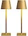 Fizrice Cordless Table Lamp 6000mAh Battery Operated 250LM Adjustable Brightness IP65 Height Adjustable Set of 2 Gold Wireless Lamps for Restaurant Patio Bedside Outdoor Cafe Home Decor