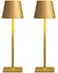 Fizrice Cordless Table Lamp 6000mAh Battery Operated 250LM Adjustable Brightness IP65 Height Adjustable Set of 2 Gold Wireless Lamps for Restaurant Patio Bedside Outdoor Cafe Home Decor