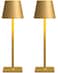 Fizrice Cordless Table Lamp 6000mAh Battery Operated 250LM Adjustable Brightness IP65 Height Adjustable Set of 2 Gold Wireless Lamps for Restaurant Patio Bedside Outdoor Cafe Home Decor