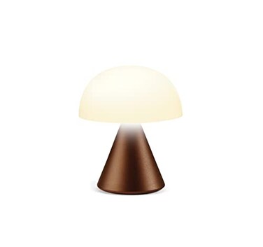 Lexon Mina Small Mushroom Lamp LED Portable Bedside Light for Bedrooms Kids Nursery Rechargeable with 12h Autonomy Memory Dimmer Aluminum Bronze