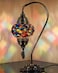 DEMMEX Turkish Table Lamp Moroccan Bedside Light Handmade Tiffany Mosaic Glass Boho Artisan Accent Lighting for Bedroom Living Room Antique Brass Finish 15 H Multicolor