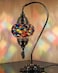 DEMMEX Turkish Table Lamp Moroccan Bedside Light Handmade Tiffany Mosaic Glass Boho Artisan Accent Lighting for Bedroom Living Room Antique Brass Finish 15 H Multicolor