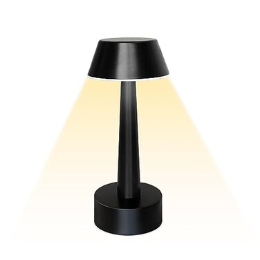 UMEXUS 88 Cordless Small Table Lamp for Bar Restaurant Rechargeable Battery Operated Touch Lamps 3Way Dimmable LED Metal Portable Bedside Mini Night Light for Bedroom Outdoor Home Decor Black