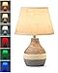 UMEXUS 10 Small Ceramic Cordless Table Lamp with Timer Dimmer Linen Shade Remote Control Rechargeable Battery Light for Patio Nightstand Kitchen Counter Living Room Side Table Bulb Included