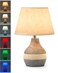 UMEXUS 10 Small Ceramic Cordless Table Lamp with Timer Dimmer Linen Shade Remote Control Rechargeable Battery Light for Patio Nightstand Kitchen Counter Living Room Side Table Bulb Included