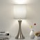 Seaside village 3 Way Touch Control Table Lamp Dimmable Bedside Desk Lamp with Metal Base Modern Nightstand Lamp Stylish Grey Shade Simple Side Table Lamp for Bedroom Living Room Office or Den LED Bul