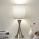 Seaside village 3 Way Touch Control Table Lamp Dimmable Bedside Desk Lamp with Metal Base Modern Nightstand Lamp Stylish Grey Shade Simple Side Table Lamp for Bedroom Living Room Office or Den LED Bul