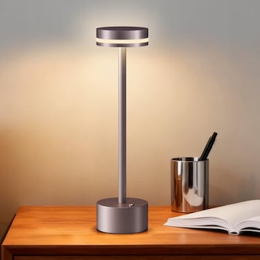 FUNTAPHANTA Modern Cordless Table Lamp Rechargeable Aluminum Touch Lamp 4000mAh Battery Operated 3000K LED Table Lamps for Home Decor Dining Reading Desk Bedroom Gift