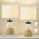 GyroVu Fillable Table LampBedside Lamp with Clear Glass Fillable Modern Table Lamp with White Lampshade Beside Lamp for Living Room Bedrooms Office Bulbs IncludedWhite