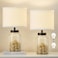 GyroVu Fillable Table LampBedside Lamp with Clear Glass Fillable Modern Table Lamp with White Lampshade Beside Lamp for Living Room Bedrooms Office Bulbs IncludedWhite