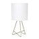 Simple Designs LT2066GDW 135 Down to The Wire Metal Table Lamp with Fabric Shade Gold with White Shade