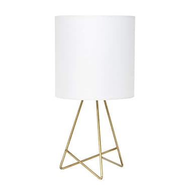 Simple Designs LT2066GDW 135 Down to The Wire Metal Table Lamp with Fabric Shade Gold with White Shade