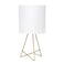 Simple Designs LT2066GDW 135 Down to The Wire Metal Table Lamp with Fabric Shade Gold with White Shade