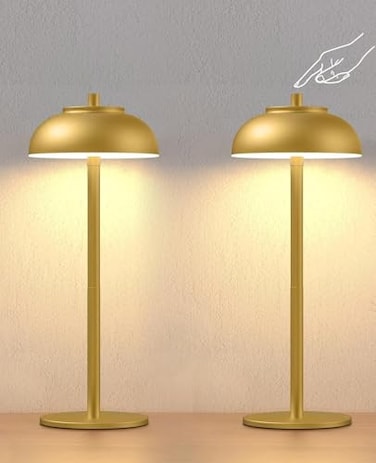 Moragin 2 Pack Gold Led Cordless Table Lamps RechargeableCordless Touch Lamp Battery OperatedWaterprooffor Outdoor PatioRestaurantsHomeDinner