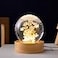 MARZIUS Flower Crystal Ball Night Light 24 inch Glass Ball Night Lamp with Woodern Base Yellow Daisy