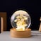 MARZIUS Flower Crystal Ball Night Light 24 inch Glass Ball Night Lamp with Woodern Base Yellow Daisy