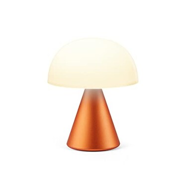 Lexon Mina M Mushroom Lamp Portable Bedside Light for Bedrooms Kids Nursery 9 LED Color Rechargeable Table Lamp with 24h Light Dimmer Medium Orange
