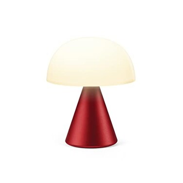Lexon Mina M Mushroom Lamp Portable Bedside Light for Bedrooms Kids Nursery 9 LED Color Rechargeable Table Lamp with 24h Light Dimmer Medium Dark Red