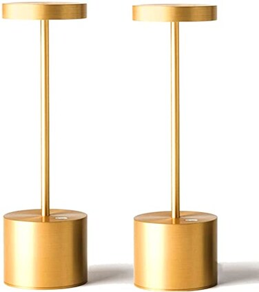 SAKRINGT 2 Pack Cordless Table Lamp Rechargeable 5000mAh Battery Operated Portable Table LightDimming LED Table Lamp for RestaurantPatioOutdoorGold