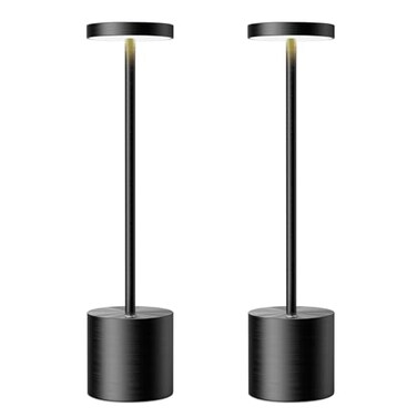 SAKRINGT Cordless Table Lamps Rechargeable6000mAh Portable Battery Operated LED Table Light for Restaurant Outdoor 2 Pack Black