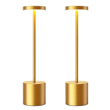 SAKRINGT Cordless Table Lamps Rechargeable6000mAh Portable Battery Operated LED Table Light for Restaurant Outdoor 2 Pack Gold