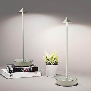 SHANGCAI Cordless Table Lamps Rechargeable 6000mAh Battery Operated LED Desk Lamp Outdoor Waterproof Portable Touch Dimmable Table Night Light for Patio Restaurant Dining Home Set of 2 Silver