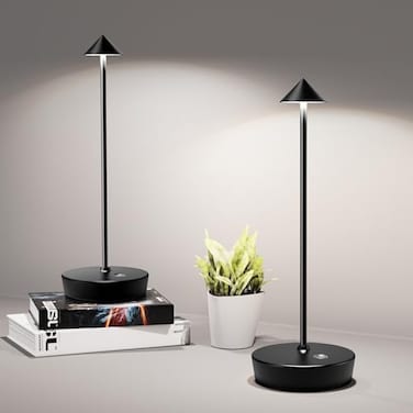 SHANGCAI Cordless Table Lamps Rechargeable 6000mAh Battery Operated LED Desk Lamp Outdoor Waterproof Portable Touch Dimmable Table Light for Patio Restaurant Dining Home Set of 2 Black