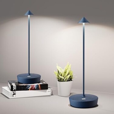 SHANGCAI Cordless Table Lamps Rechargeable 6000mAh Battery Operated LED Desk Lamp Outdoor Waterproof Portable Touch Dimmable Table Light for Patio Restaurant Dining Home Set of 2 Blue