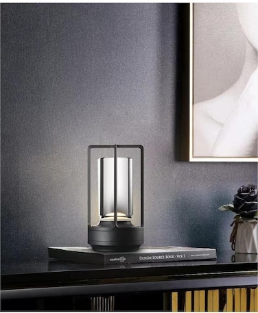 HAPYGI Portable Metal Table Lamp for IndoorOutdoorRechargeable Cordless LED Lamp 3Colour Infinitely Dimming Battery Powered Small Desk Lamp RestaurantBedroomBarCoffeeCamping Light Black