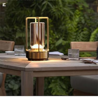 HAPYGI Portable Metal Table Lamp for IndoorOutdoorRechargeable Cordless LED Lamp 3Colour Infinitely Dimming Battery Powered Small Desk Lamp RestaurantBedroomBarCoffeeCamping Light Gold