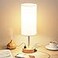 Fenmzee Bedside Table Lamp for Bedroom 3 Way Dimmable Touch Lamp USB C Charging Ports and AC Outlet Small Lamp Wood Base Round Flaxen Fabric Shade for Living Room Desk LED Bulb Included