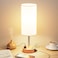 Fenmzee Bedside Table Lamp for Bedroom 3 Way Dimmable Touch Lamp USB C Charging Ports and AC Outlet Small Lamp Wood Base Round Flaxen Fabric Shade for Living Room Desk LED Bulb Included