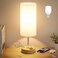 Dicoool Touch Bedside Table Lamp with USB 3 Way Dimmable Wood Lamp for Bedroom Nightstand Desk Lamp with Charging Station for Dorm Living Room Office Kids Room Small 14in