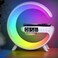 LeeNabao New Wireless Speaker Charger Atmosphere Light with Wireless Charging Function Table Lamp Bedside Lamp with Alarm Clock Charging Function Bedroom Bedside Lamp Gifts White