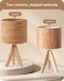 EDISHINE Small Table Lamp Wooden Tripod Nightstand Lamp with Bark Linen Shade Farmhouse Bedside Lamp for Nursery Bedroom Kids Room Office Reading Desk 142 Inch E26 Socket ONOff Switch
