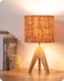 EDISHINE Small Table Lamp Wooden Tripod Nightstand Lamp with Bark Linen Shade Farmhouse Bedside Lamp for Nursery Bedroom Kids Room Office Reading Desk 142 Inch E26 Socket ONOff Switch