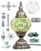 KRAFTSTORIES Turkish Mosaic Lamp Kit DIY Glass Decorative Table Bedside Night Light Tabletop for Living Room Bedroom Make Your Own Lamp Antique Bronze Base Green